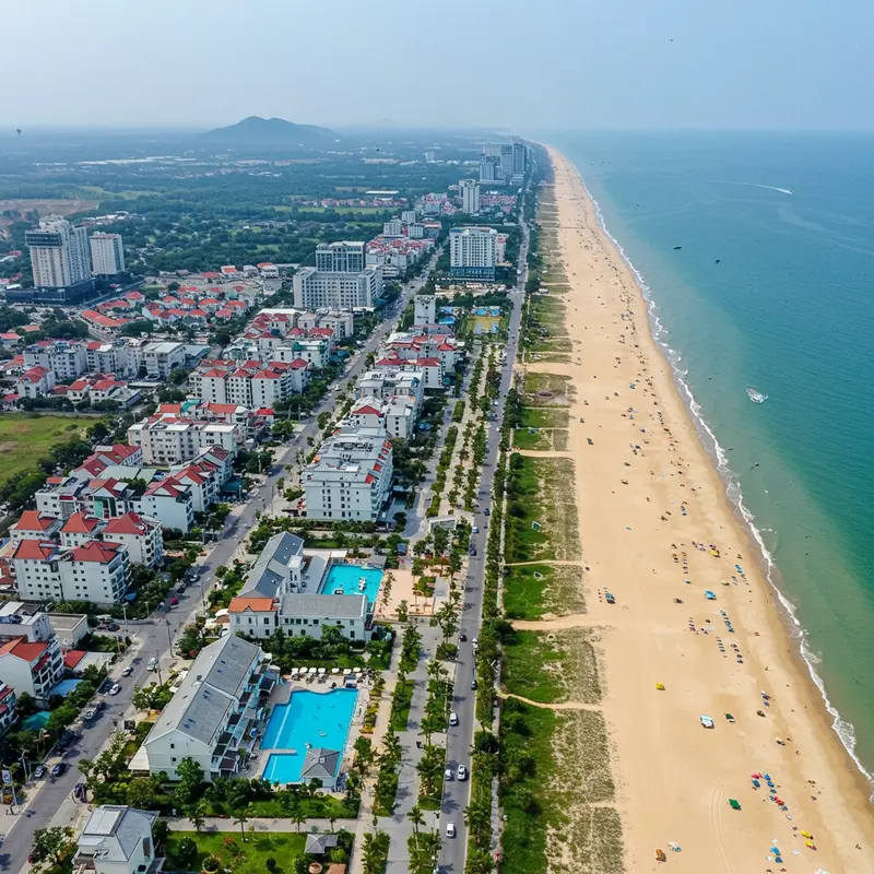 Hình ảnh từ trên không của bất động sản ven biển Mũi Né.